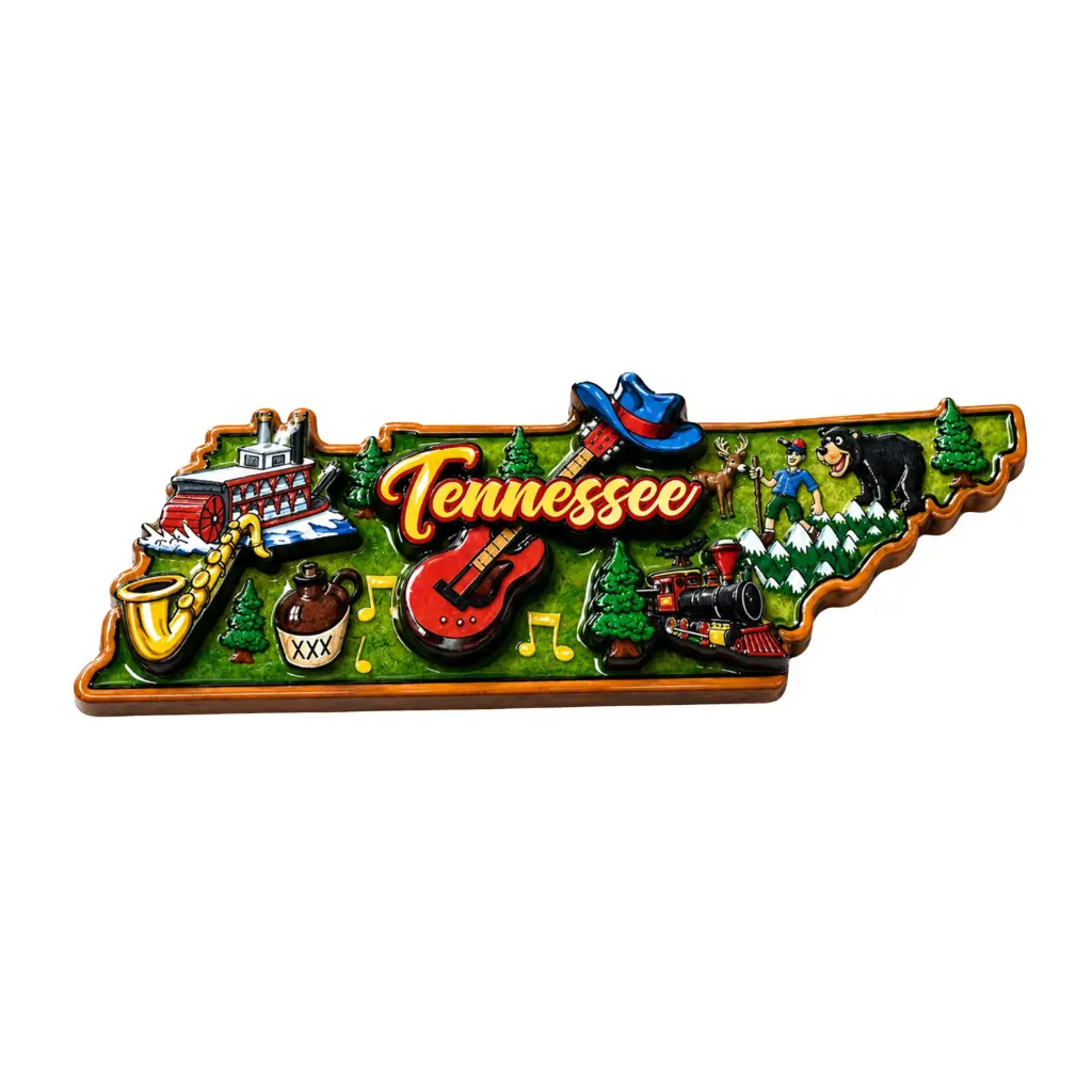 [T7188] Tennessee Magnet - Green Map 3D