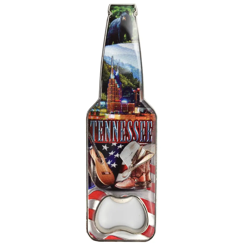 [T7189] Tennessee Bottle Opener - Bottle with flag