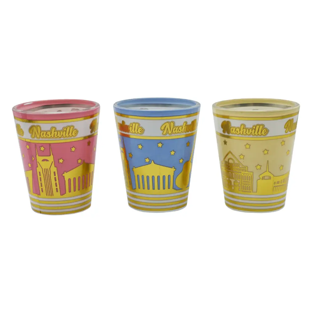 [N7200] Nashville Shot Glasses - Gold Foil Set of 3