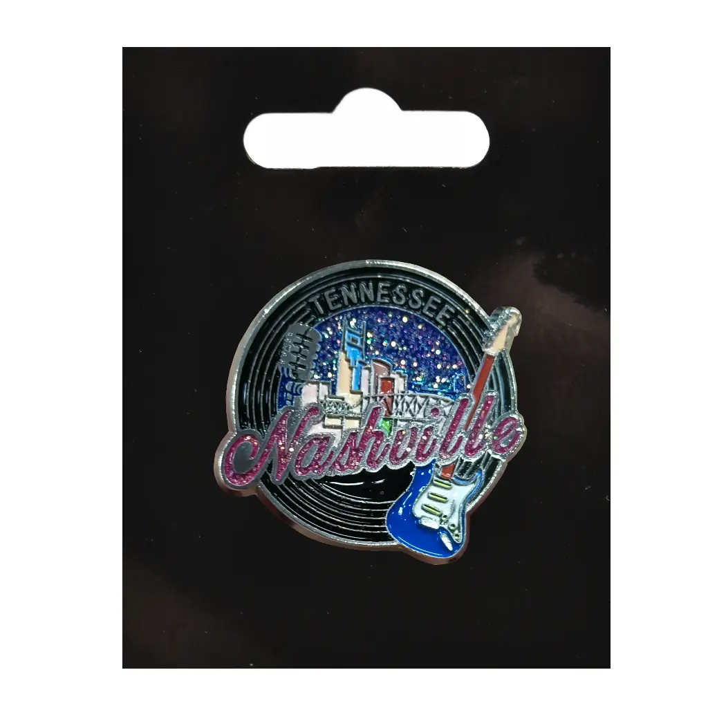 Nashville Pin - Record w/ Glitter