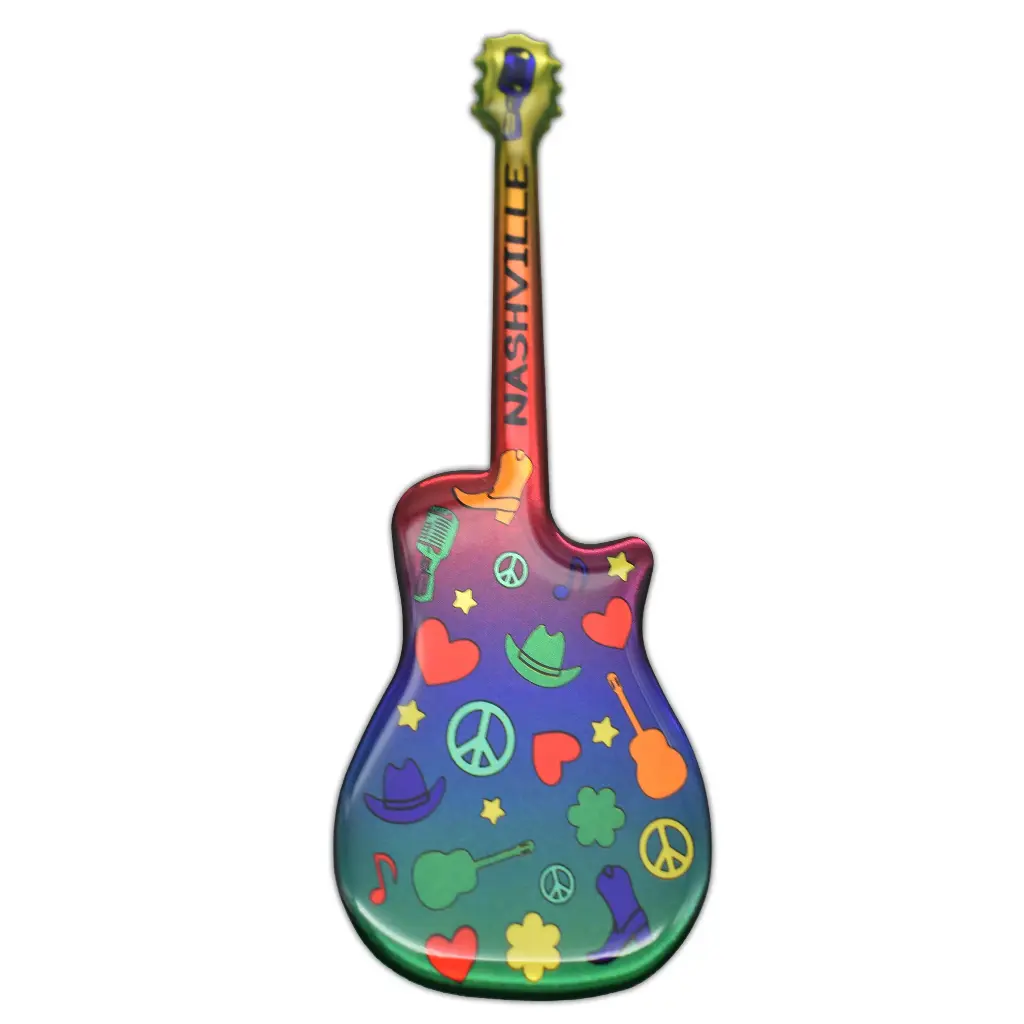 [N7129] Nashville Sticker - Guitar Colorful Puffy
