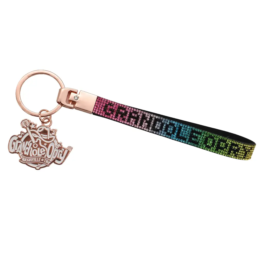 [G7093] Grand Ole Opry Keychain - Wristlet w/ Rhinestones Rainbow