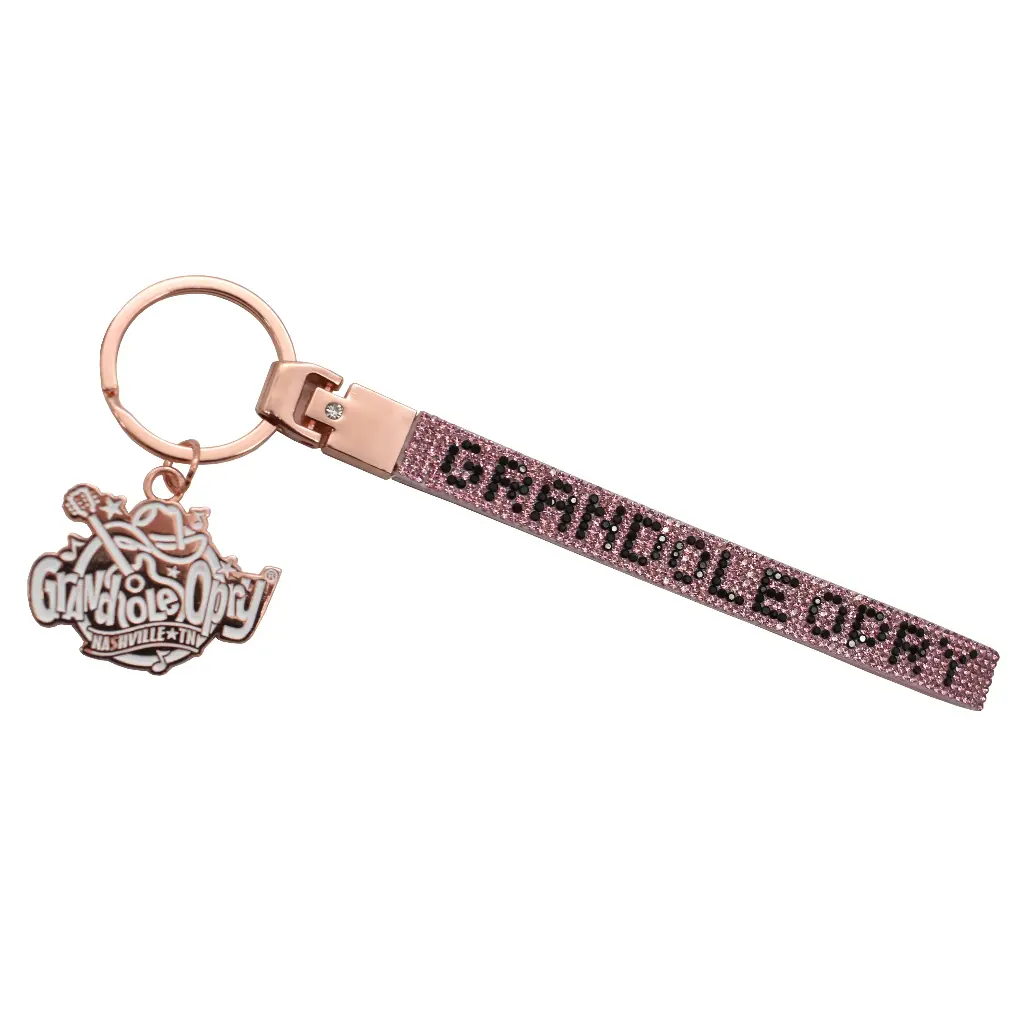 Grand Ole Opry Keychain - Wristlet w/ Rhinestones Pink
