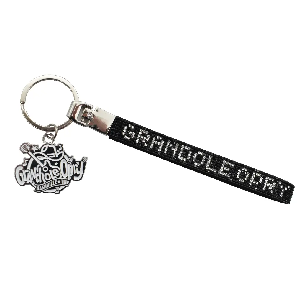 Grand Ole Opry Keychain - Wristlet w/ Rhinestones Black