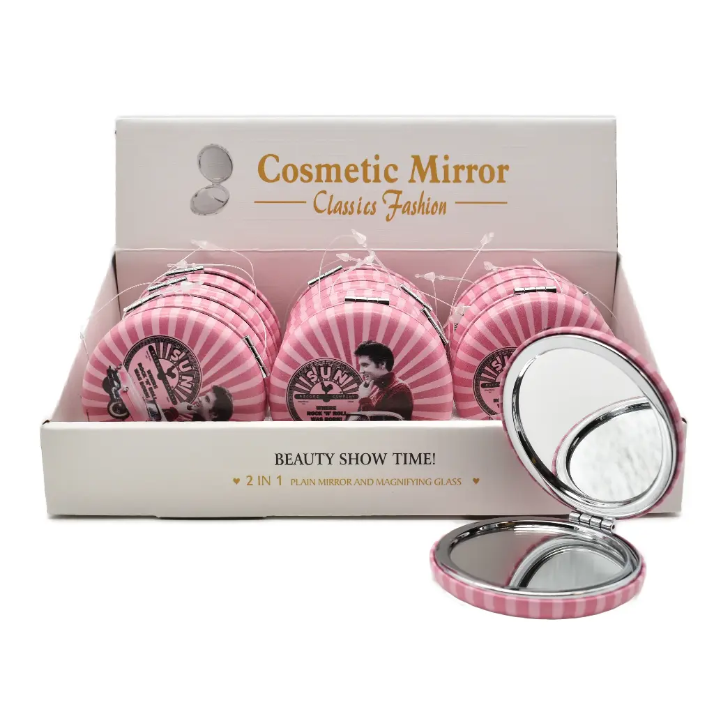 [SRE7065] Sun Record Elvis Compact Mirror - Pink 12 pc Display