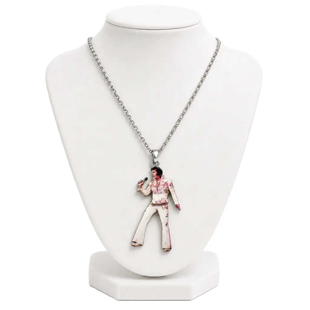 Elvis Necklace - White Jumpsuit w/ Swinging Legs