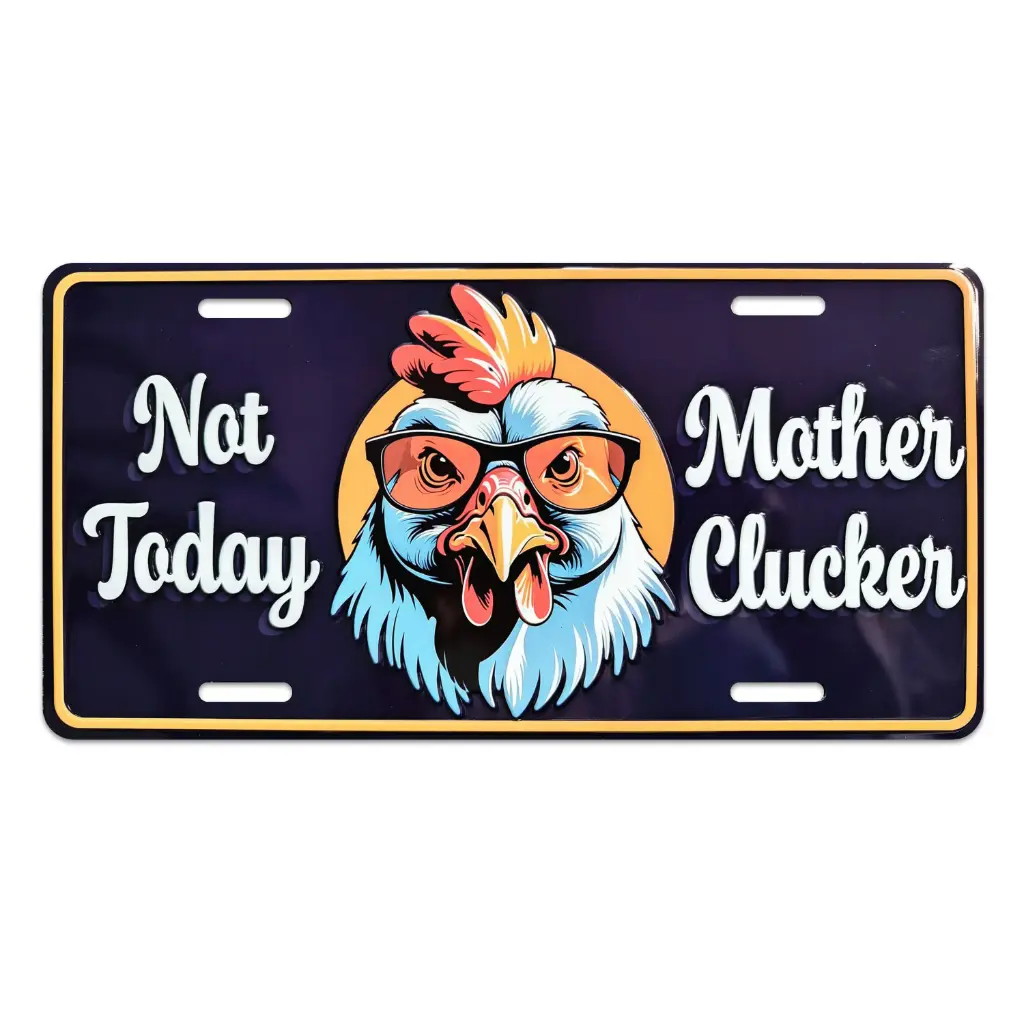 [G7246] License Plate - Not Today Mother Clucker - 6pc Set