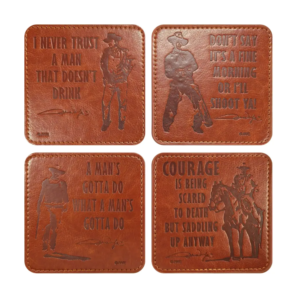 John Wayne Coasters - Leather Set of 4