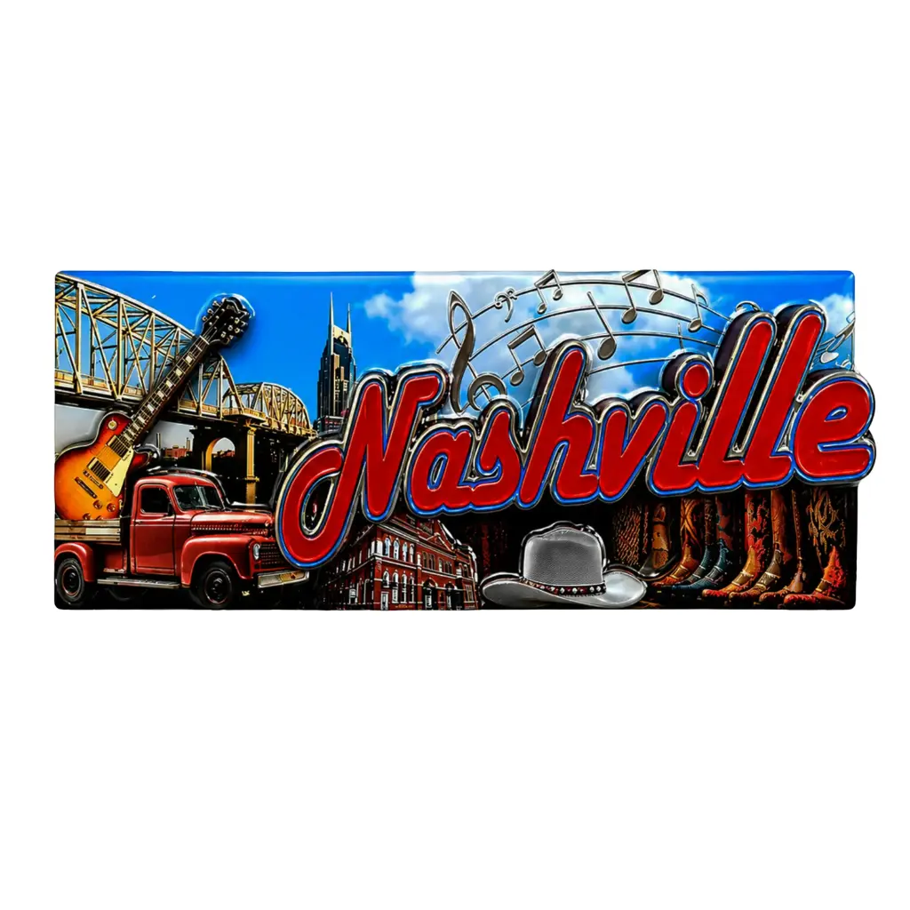 [N7272] Nashville Magnet - Bridge and Boots Laser 3D