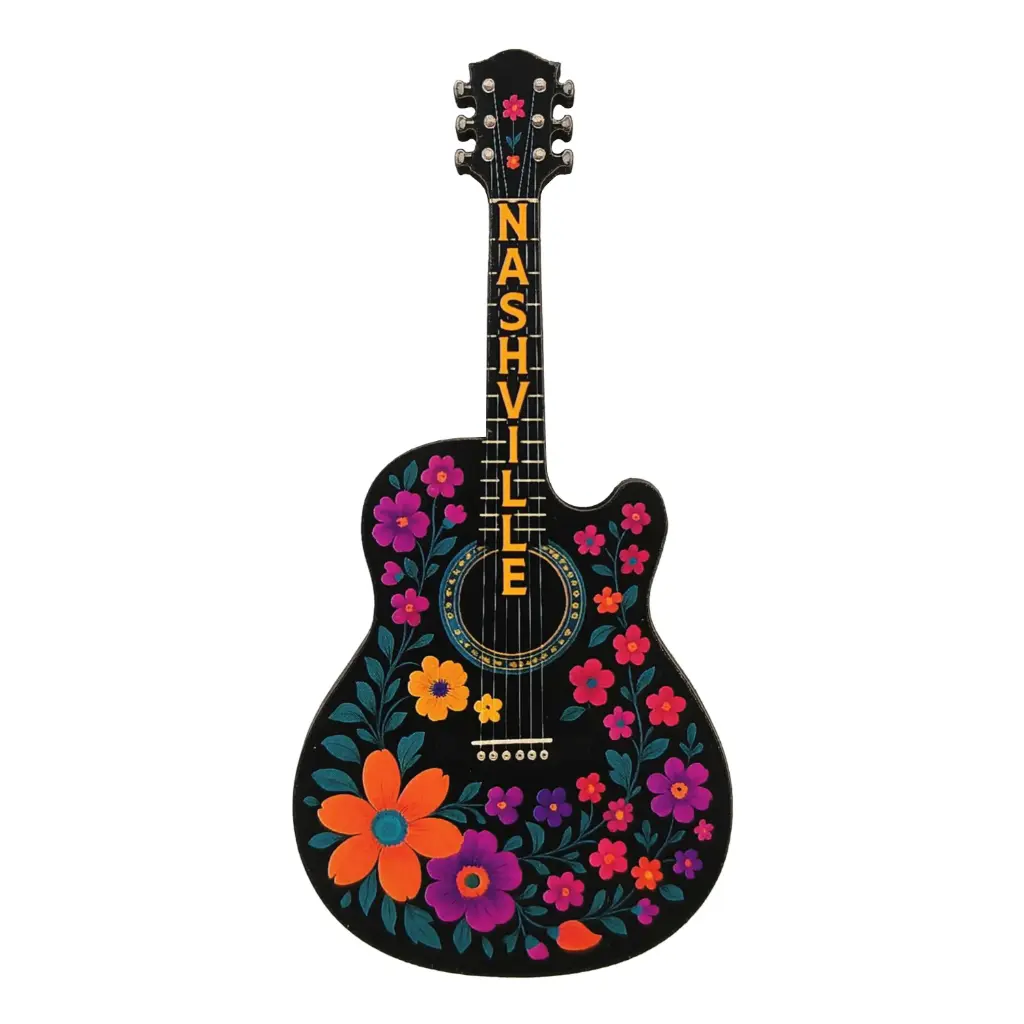 [N7273] Nashville Magnet - Guitar with Flowers