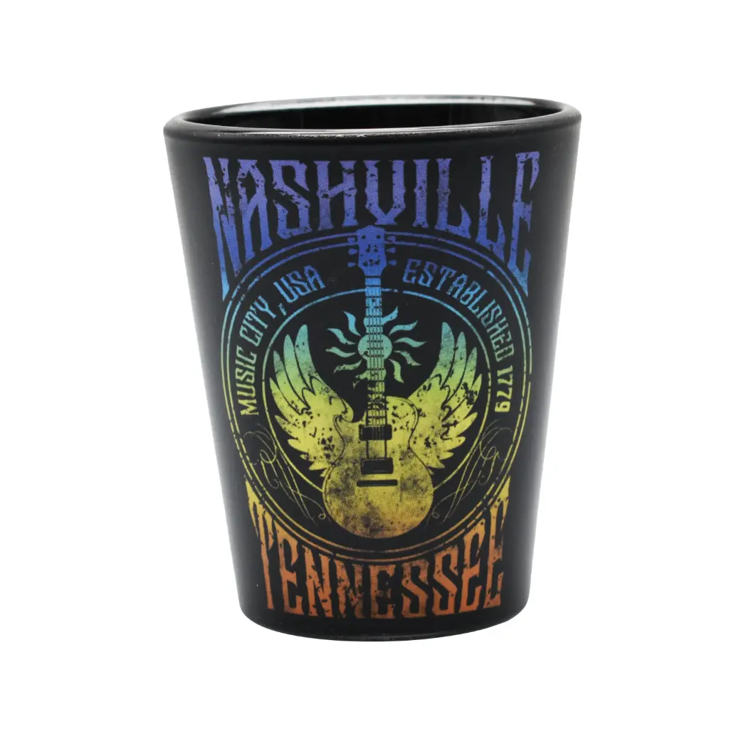 Nashville Shot Glass - Guitar w/ Wings Matte