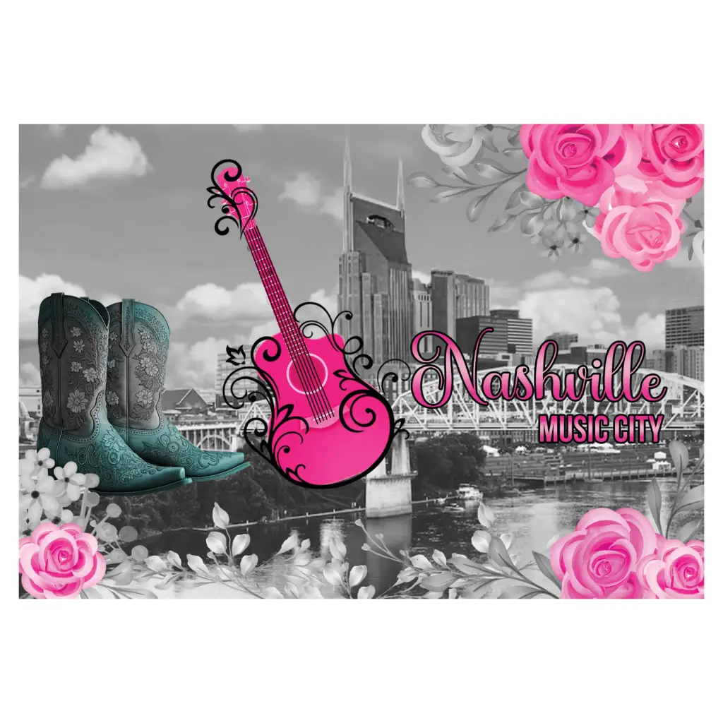 Nashville Postcards - Skyline Pink Roses - Pack of 50