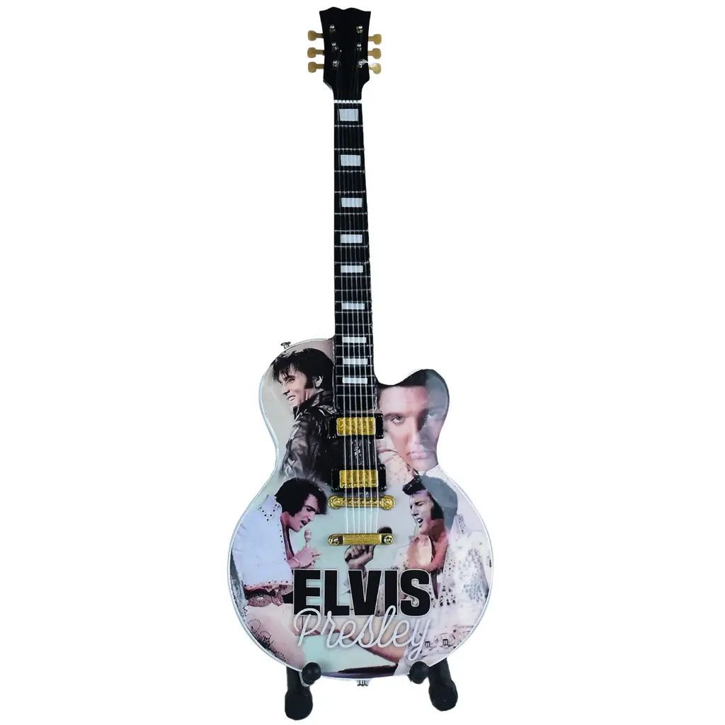 Elvis Guitar  - Collage 10" Tall with Stand