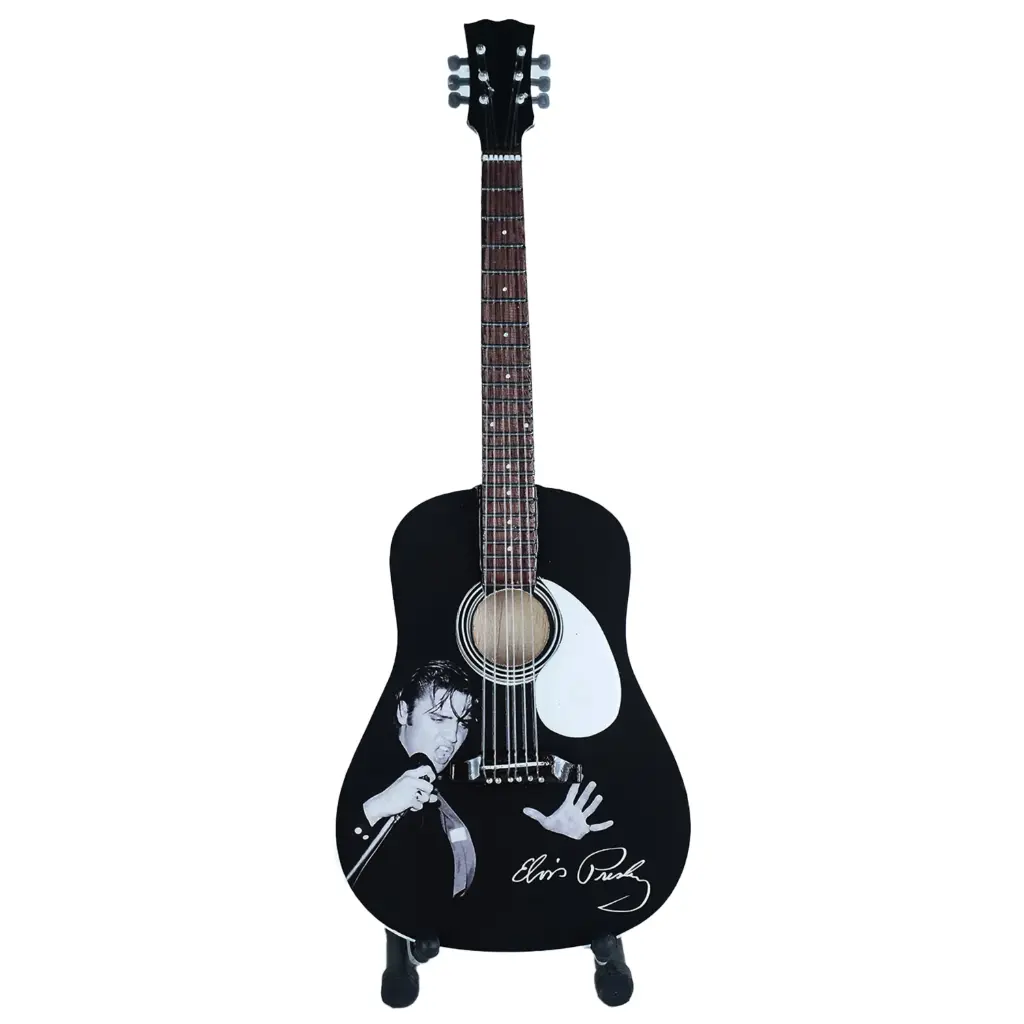 [E9140] Elvis Guitar - Black 10" Tall with Stand