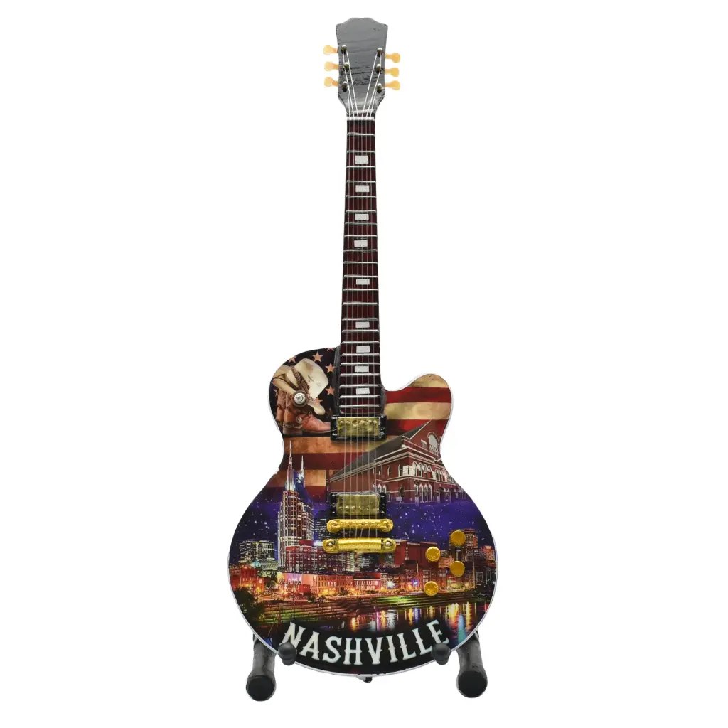 Nashville Guitar - Collage 10" Tall with Stand