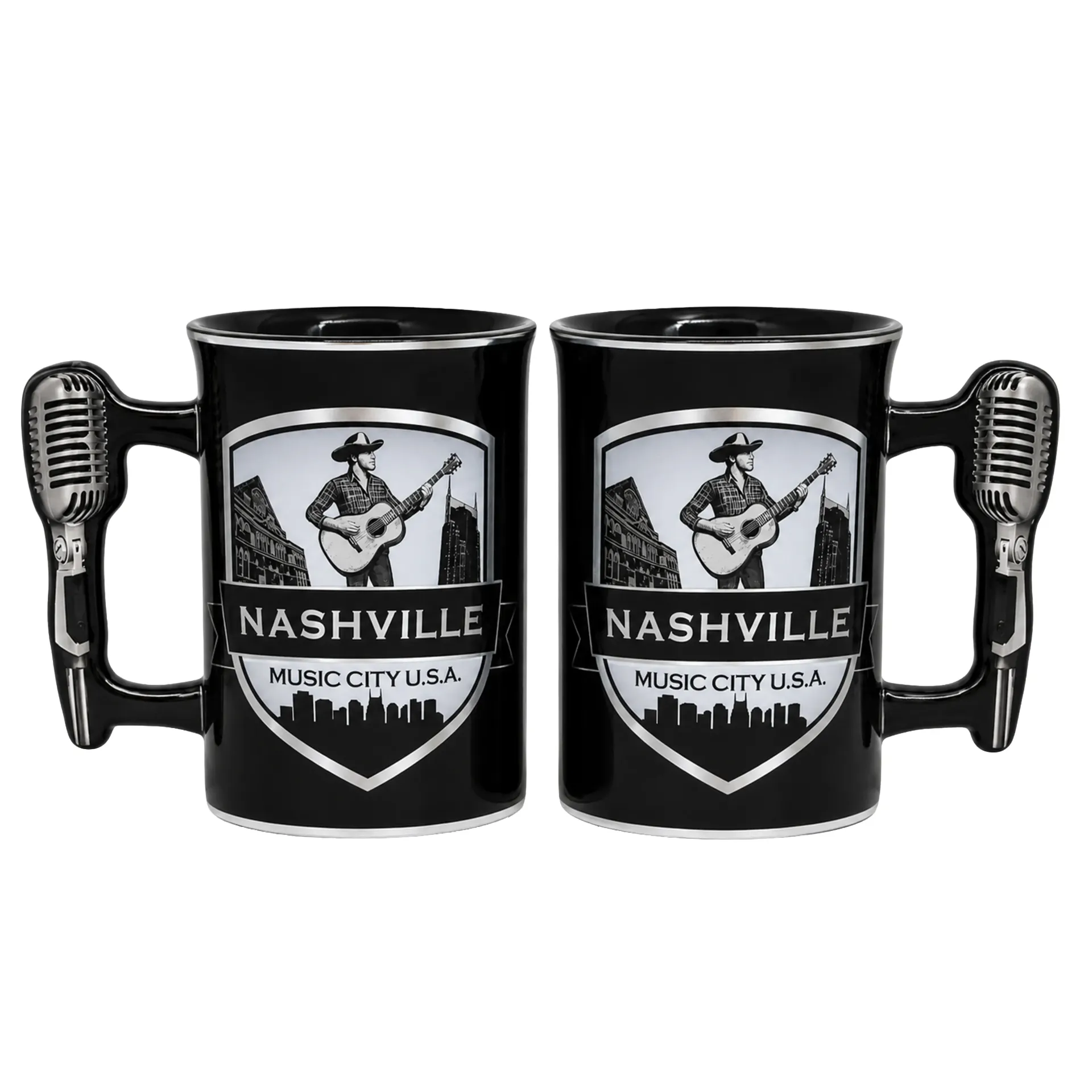 [N7328] Nashville Mug - Metallic Badge W/ Microphone Handle