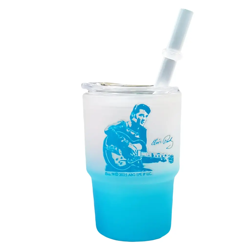 Elvis Shot Glass - Frosted Mini Tumbler Blue