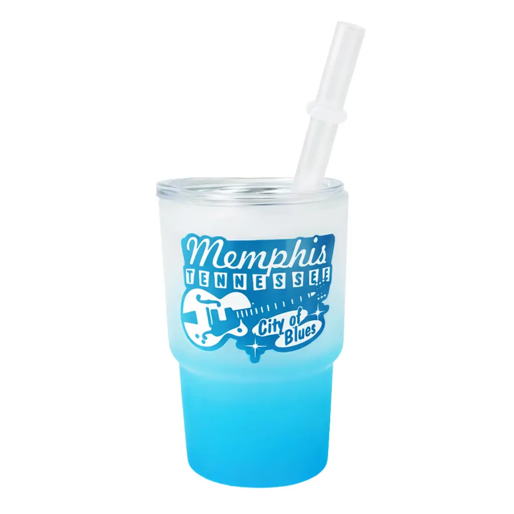 [M7344] Memphis Shot Glass - Frosted Mini Tumbler Blue