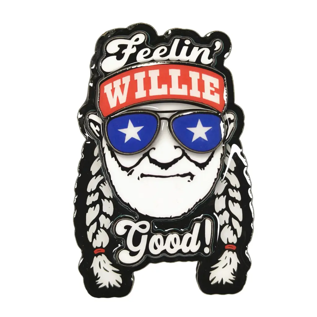 [W7342] Willie Nelson Magnet - Feelin' Willie Good Laser 3D