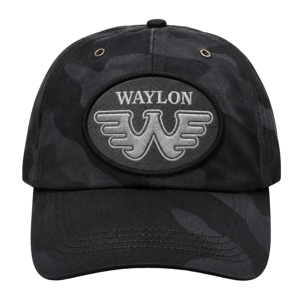 [JEN7355] Waylon Jennings Cap - Black Camo Ramblin' Man