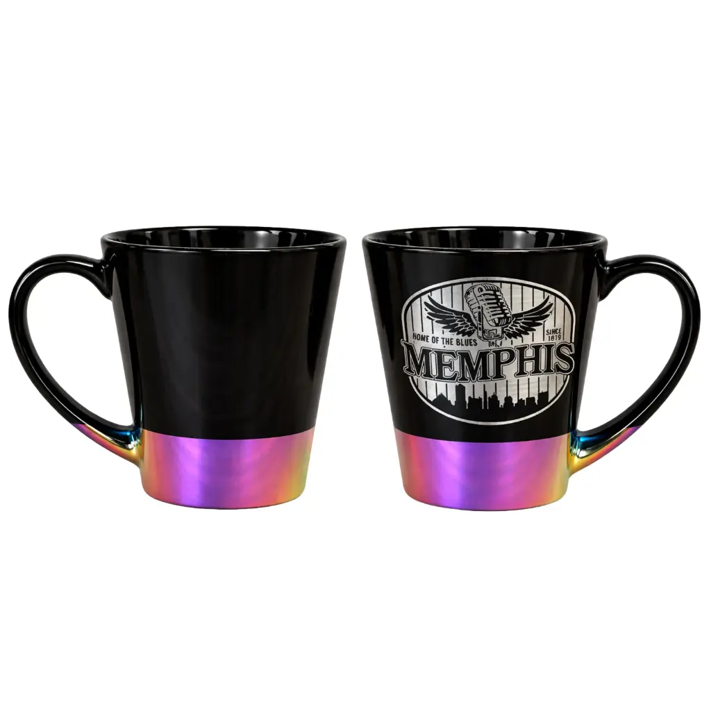[M7283] Memphis Mug - Silver Badge Rainbow Base