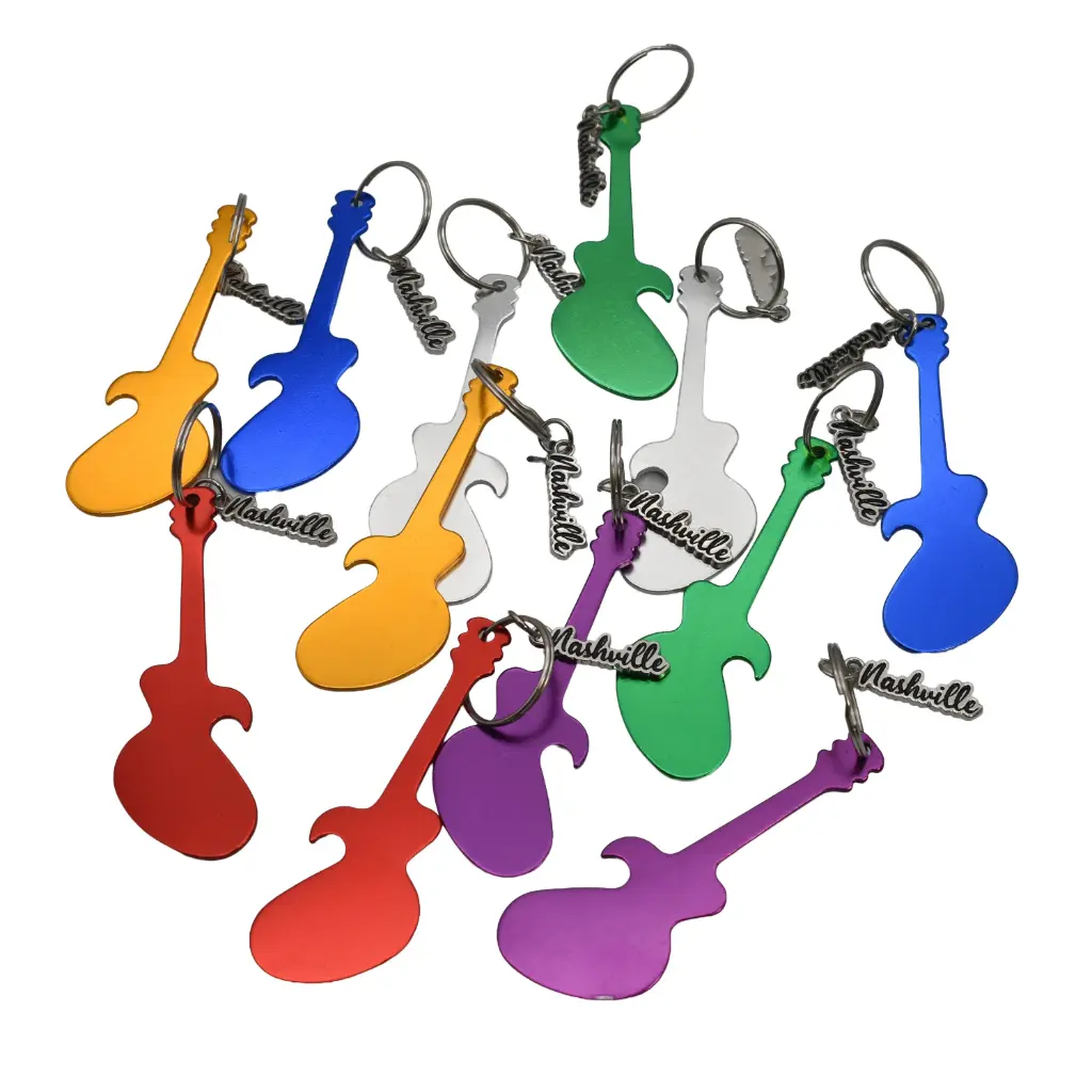 Nashville Keychain - B/O Guitar w/ Charm - 12 pcs