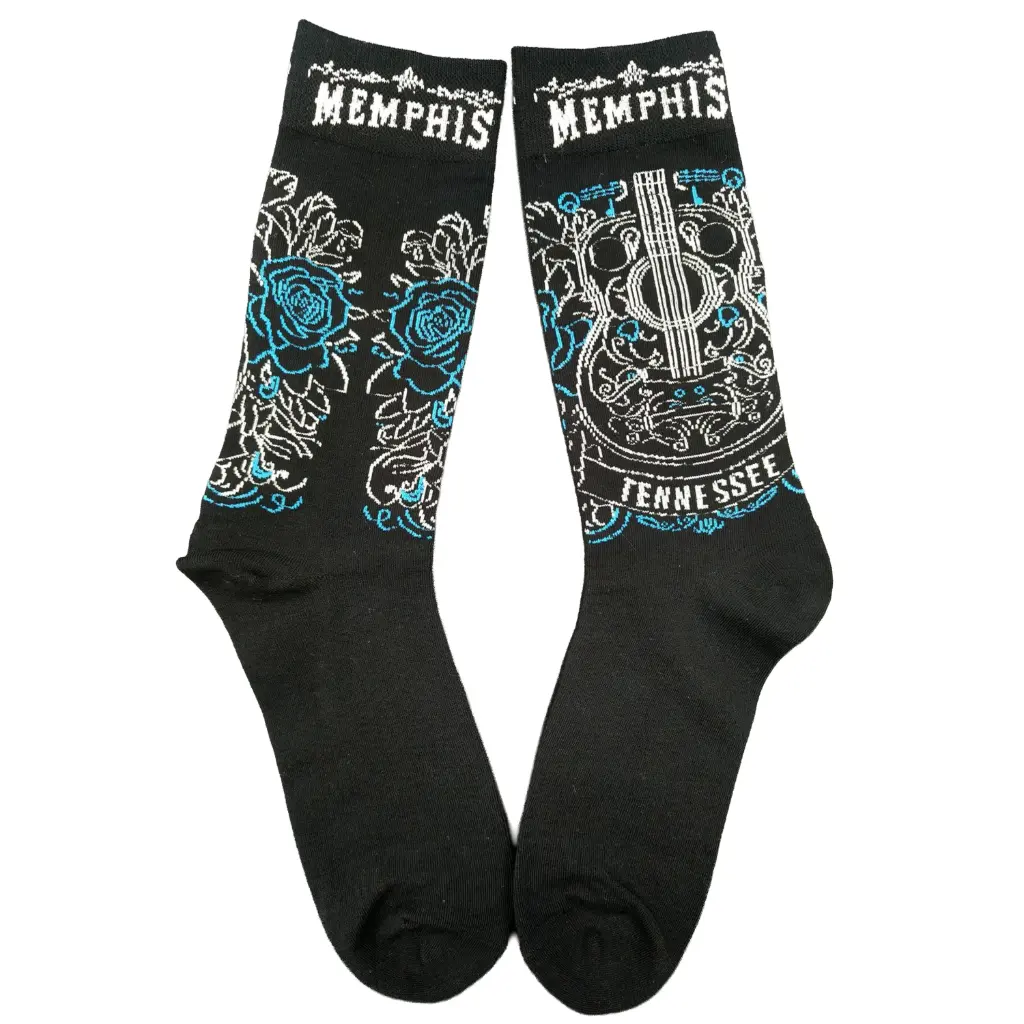 [M7402] Memphis Socks - Guitar Blue Roses