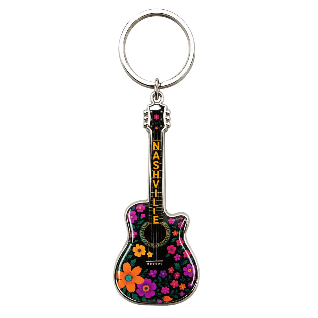 [N7419] Nashville Keychain - Guitar Flowers