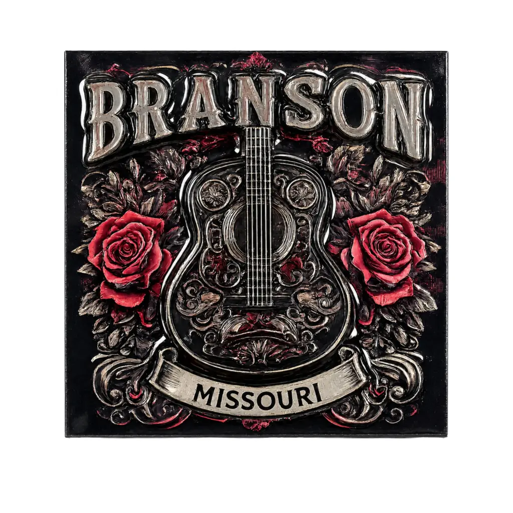 [XBR7422] Branson Magnet - Guitar w/ Pink Roses