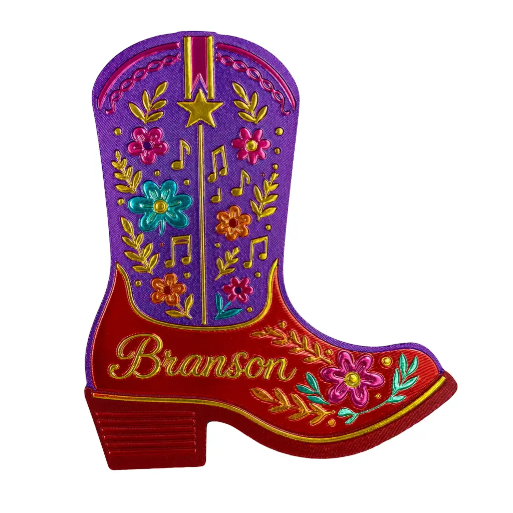 [XBR7457] Branson Magnet - Purple Boot w/ Flowers