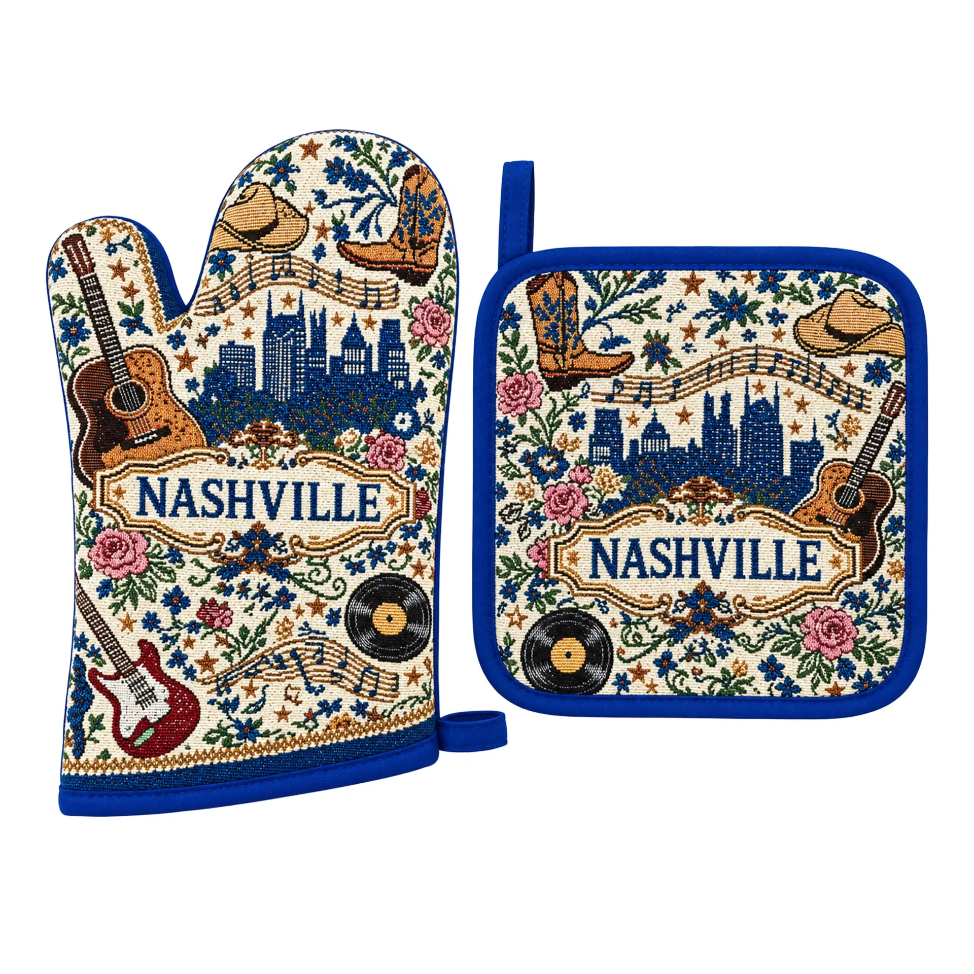 Nashville Pot Holder/Oven Mitt Set - Vintage