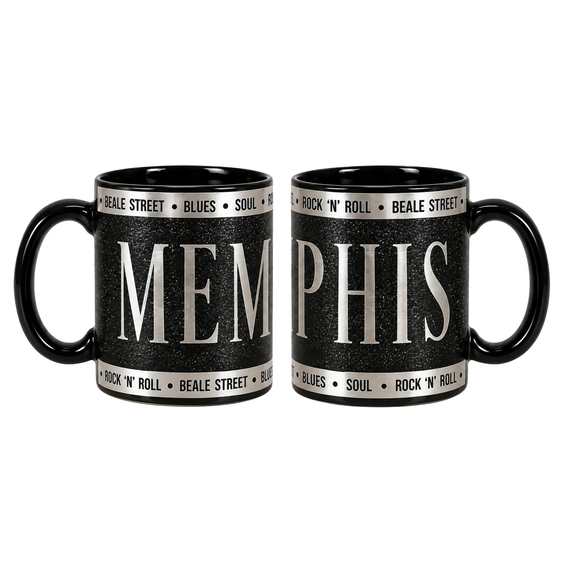 [M7465] Memphis Mug - Glitter Black & Silver