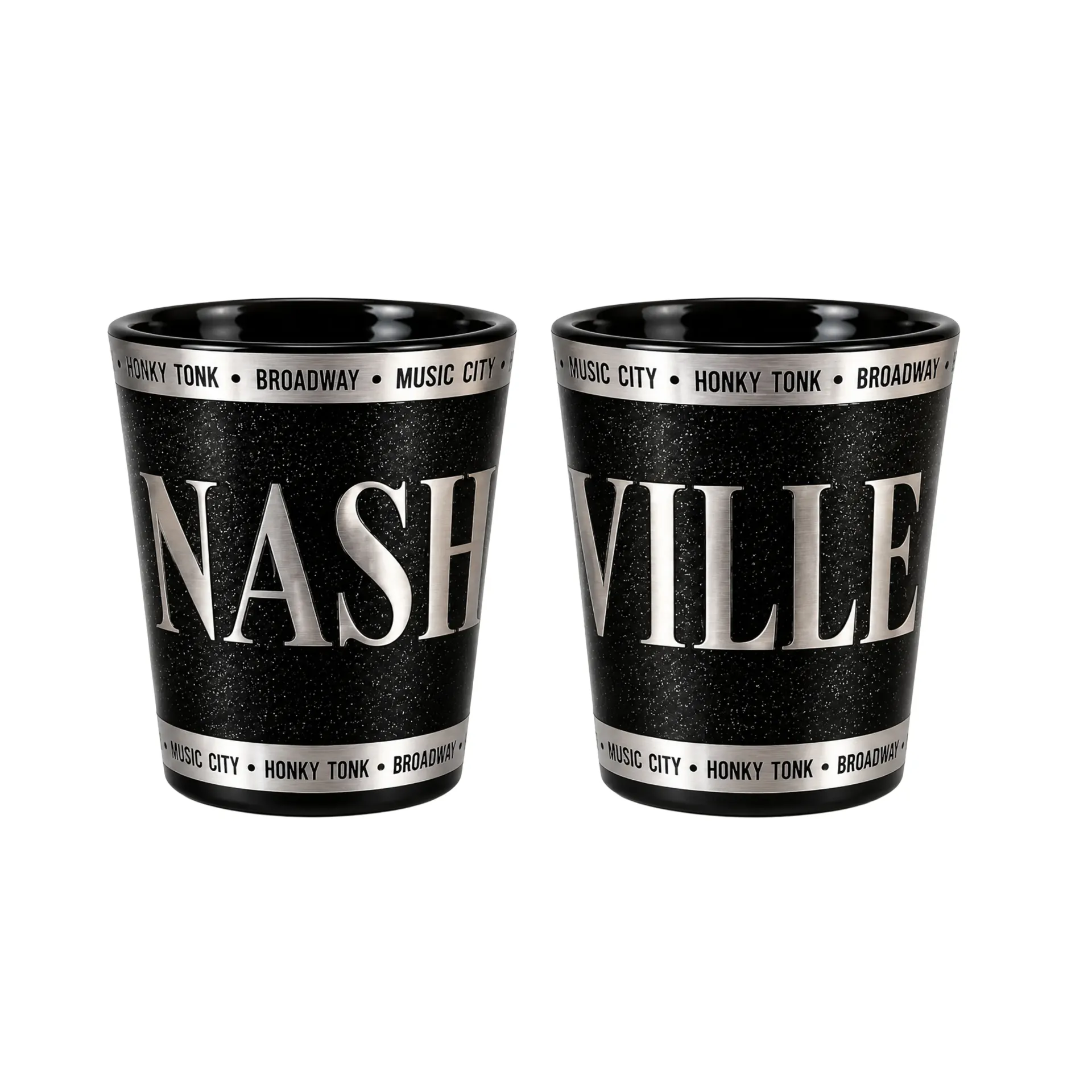 Nashville Shot Glass - Glitter Black & Silver