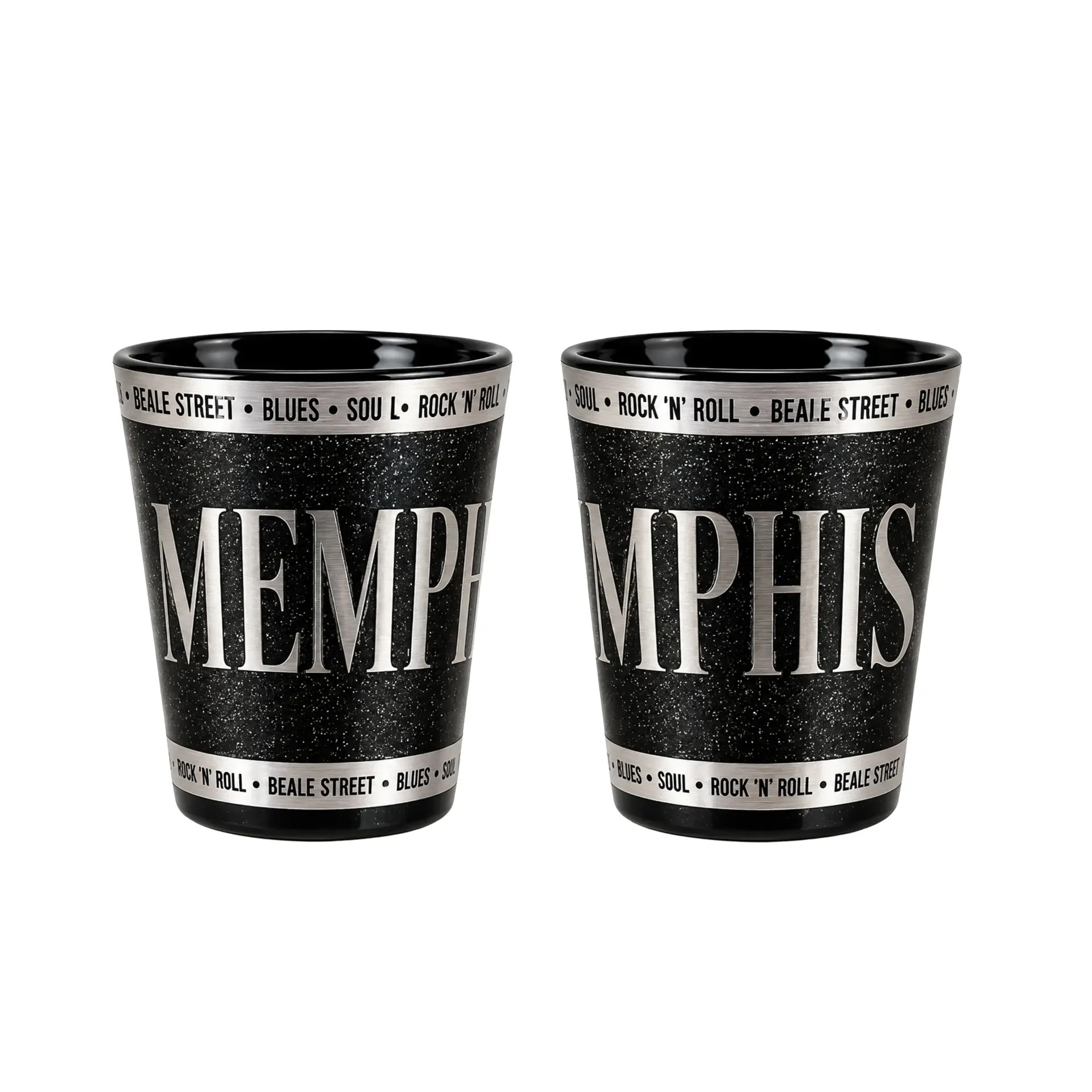 [M7468] Memphis Shot Glass - Glitter Black & Silver
