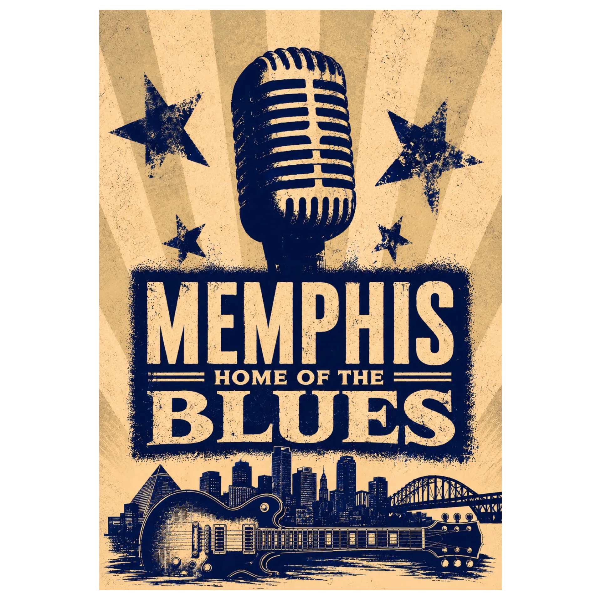 Memphis Postcards - Grunge Skyline - Pack of 50