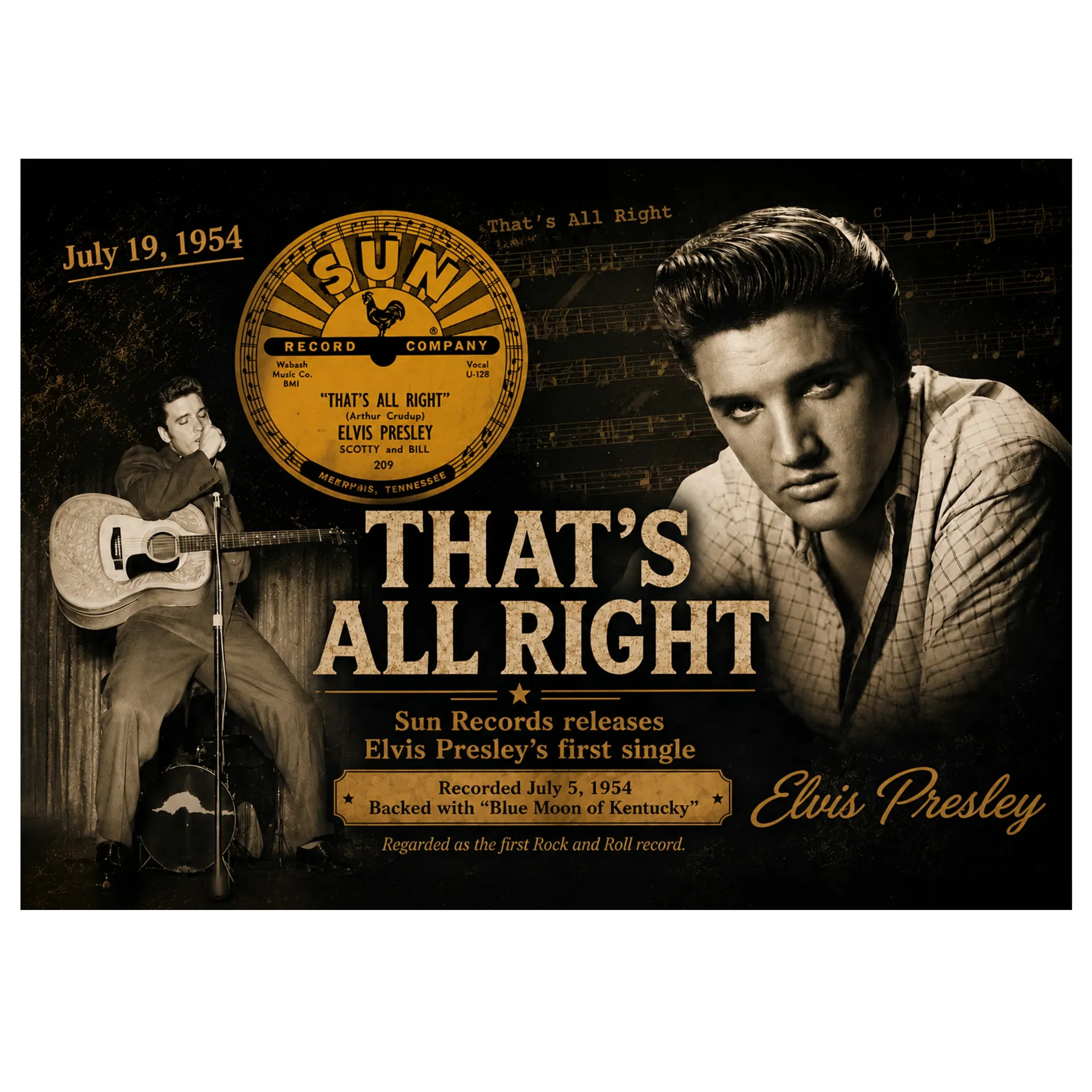 Sun Record Postcards - Elvis That's All Right -Pack of 50