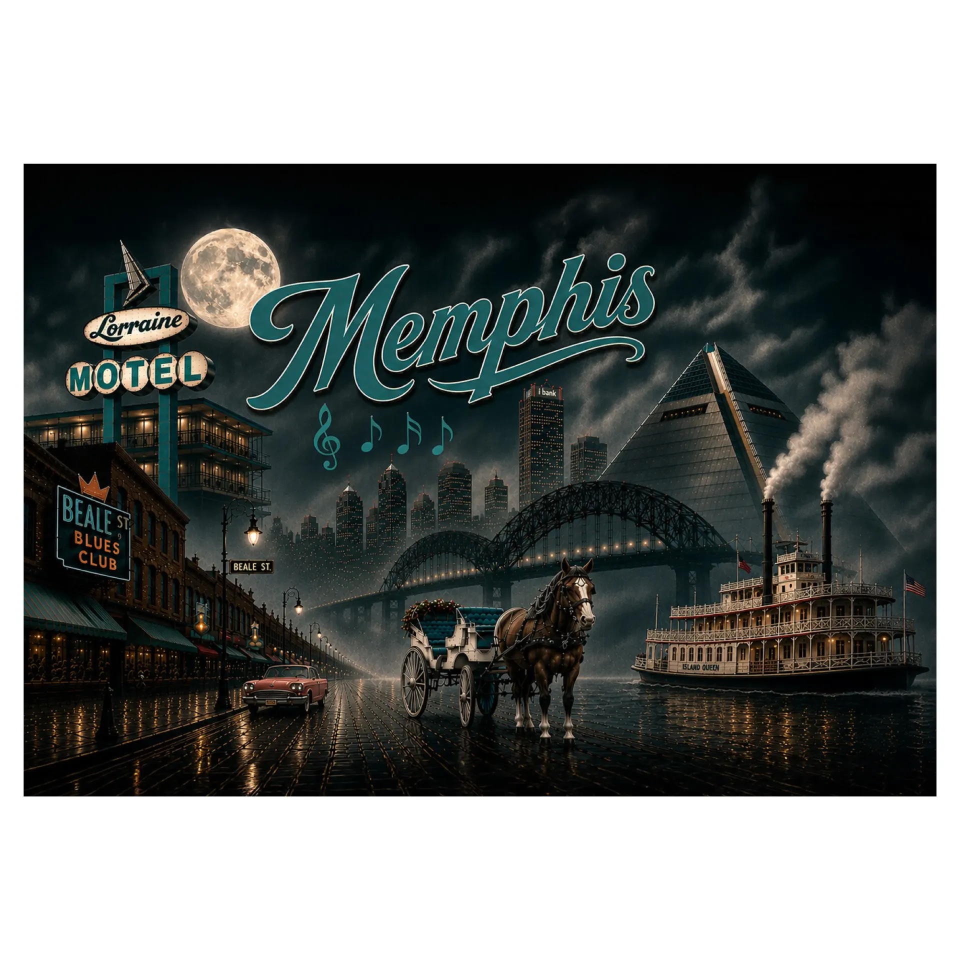 [M7529] Memphis Postcards - Midnight Fog - Pack of 50