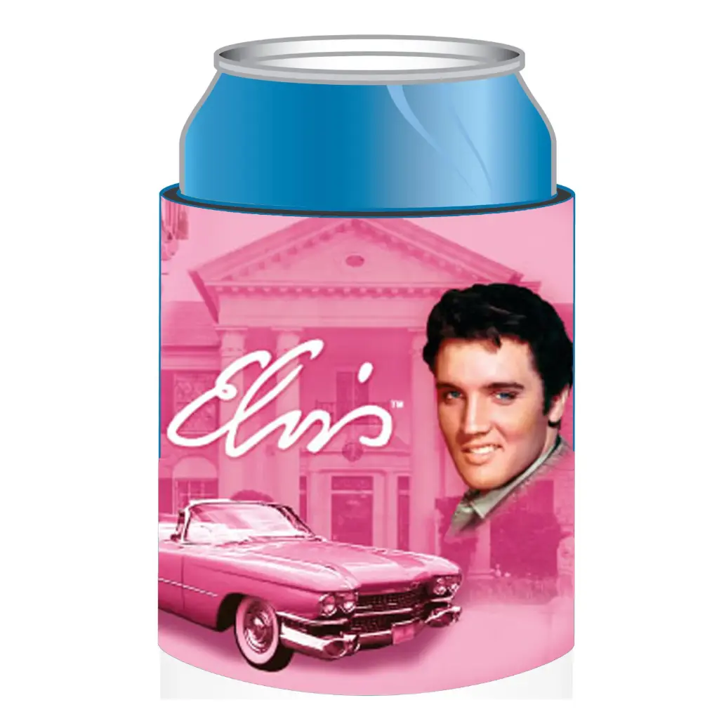 Elvis Huggie/Koozie - Pink With Guitars