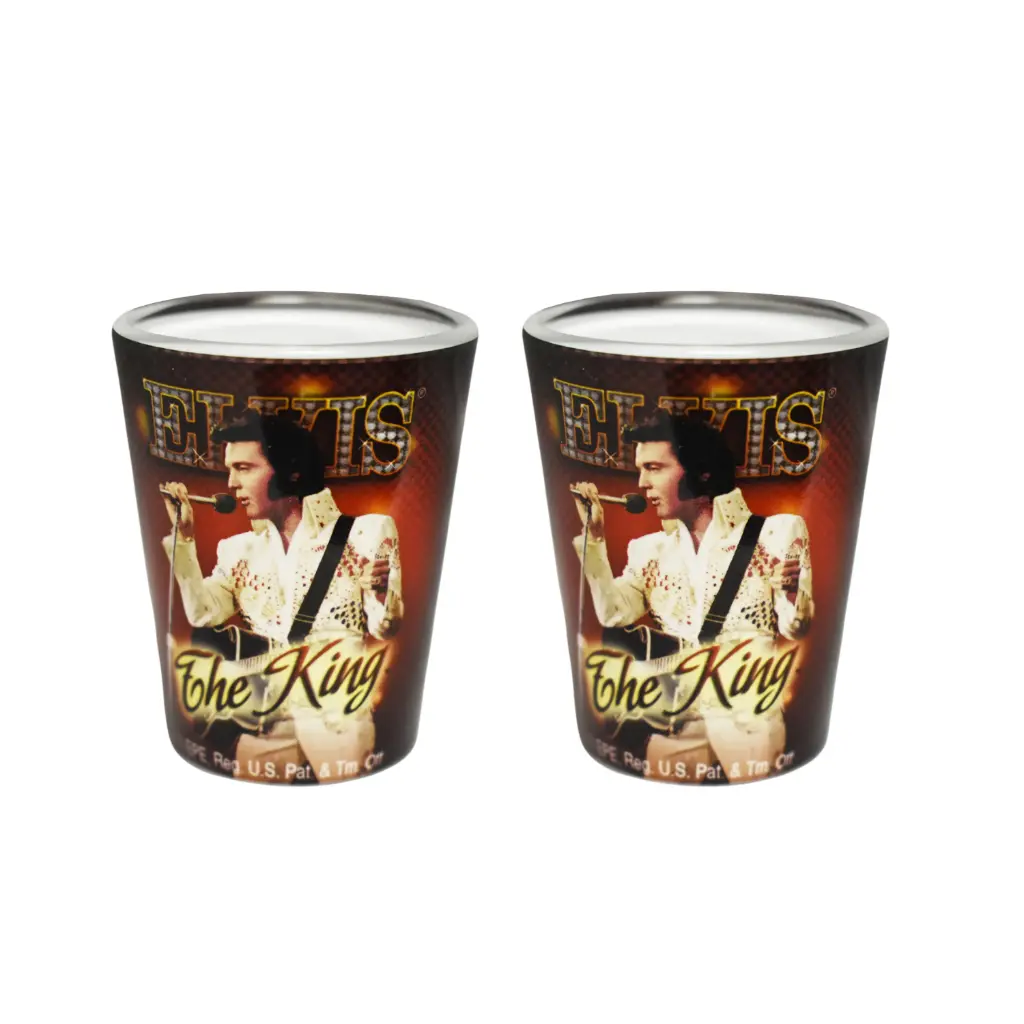 Elvis Shot Glass - The King Red Background