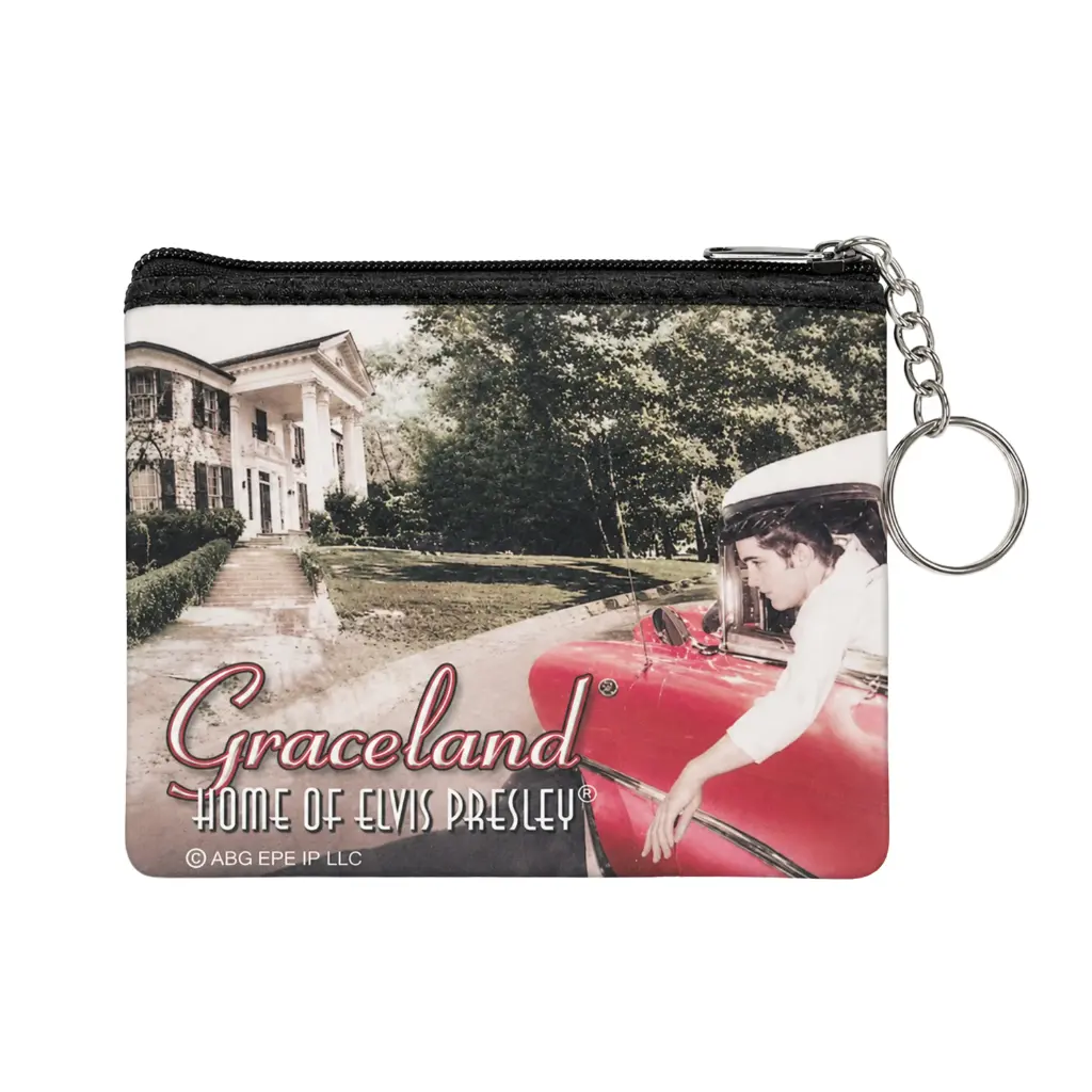 [E8586] Elvis Keychain/Coin Purse - In Car At Graceland