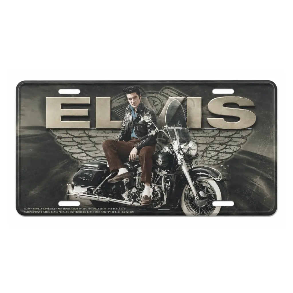 [E8635] Elvis License Plate - Motorcycle With Wings
