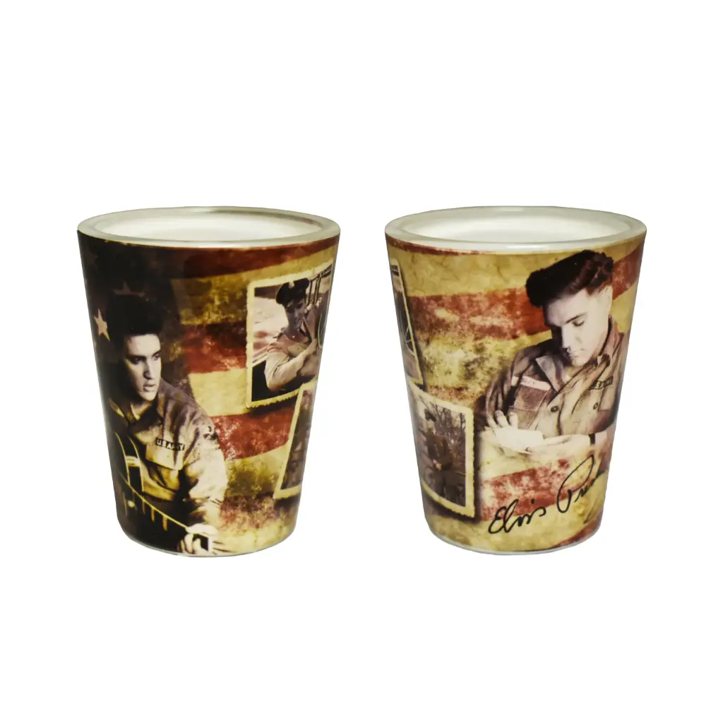[E8661] Elvis Shot Glass - Flag Army