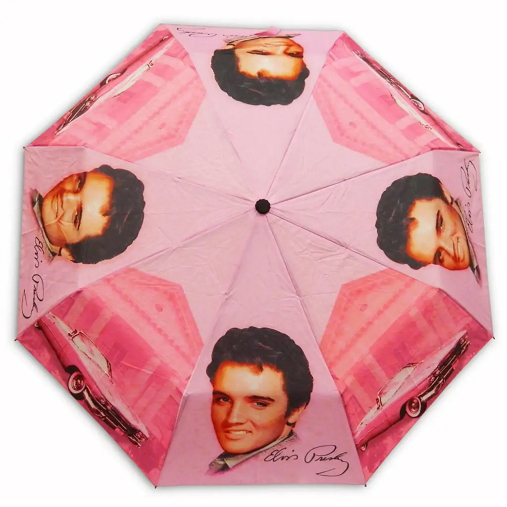 [E8677] Elvis Umbrella - Pink With Guitars