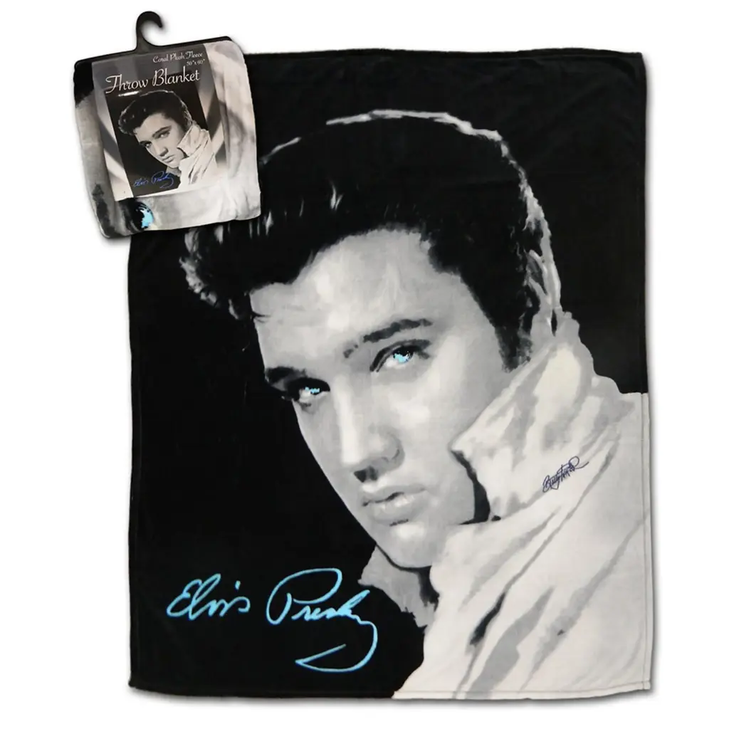 [E8721] Elvis Throw Blanket - Black & White Photo
