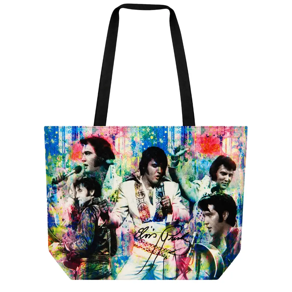 [E8736] Elvis Tote Bag - Colorful Collage