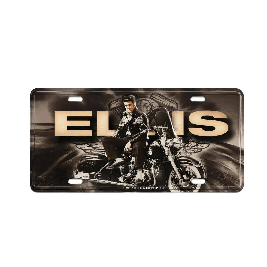 [E8746] Elvis Magnet - License Plate Motorcycle w/Wings