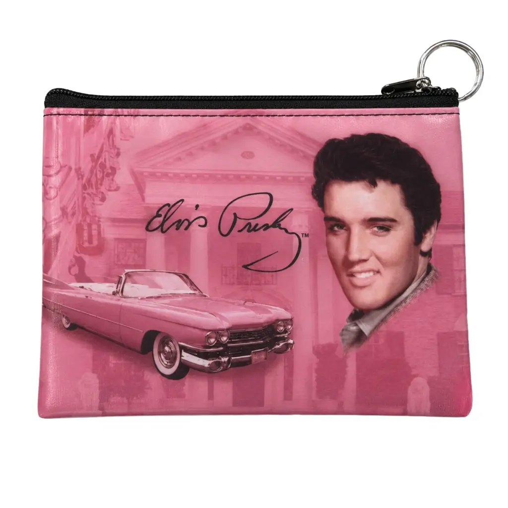 [E8750] Elvis Makeup Bag - Pink w/ Guitars