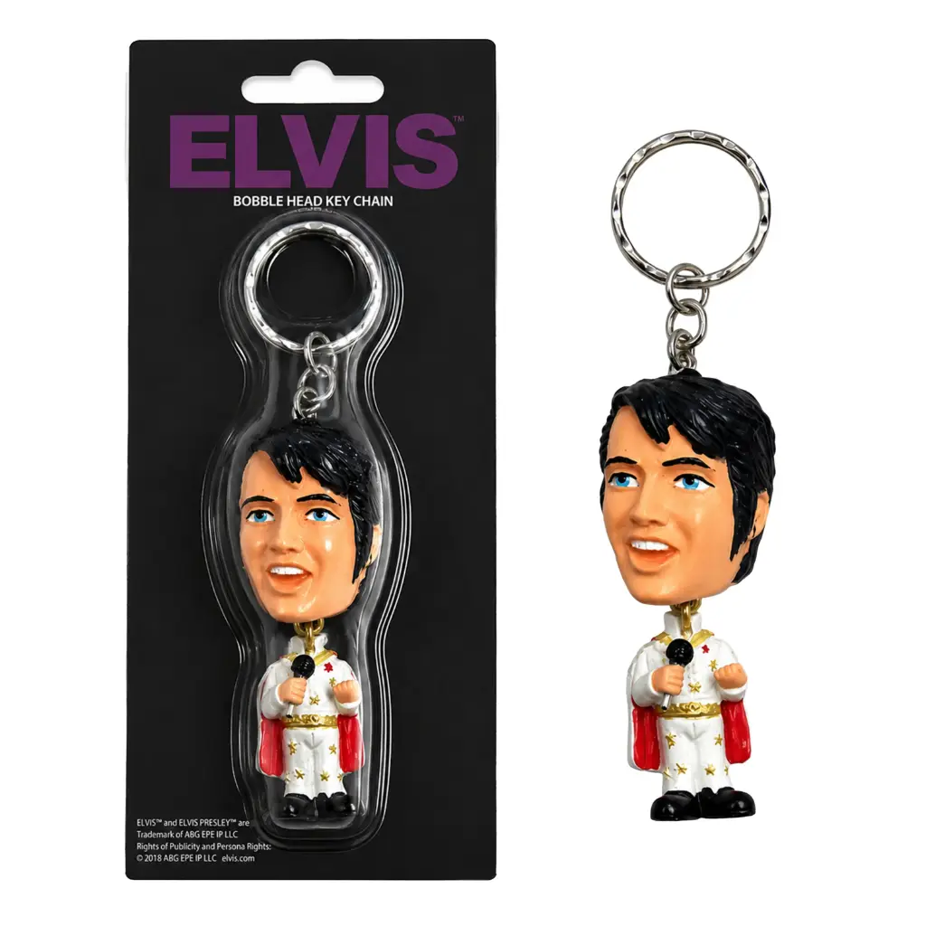 Elvis Keychain - Bobble Head White Jumpsuit