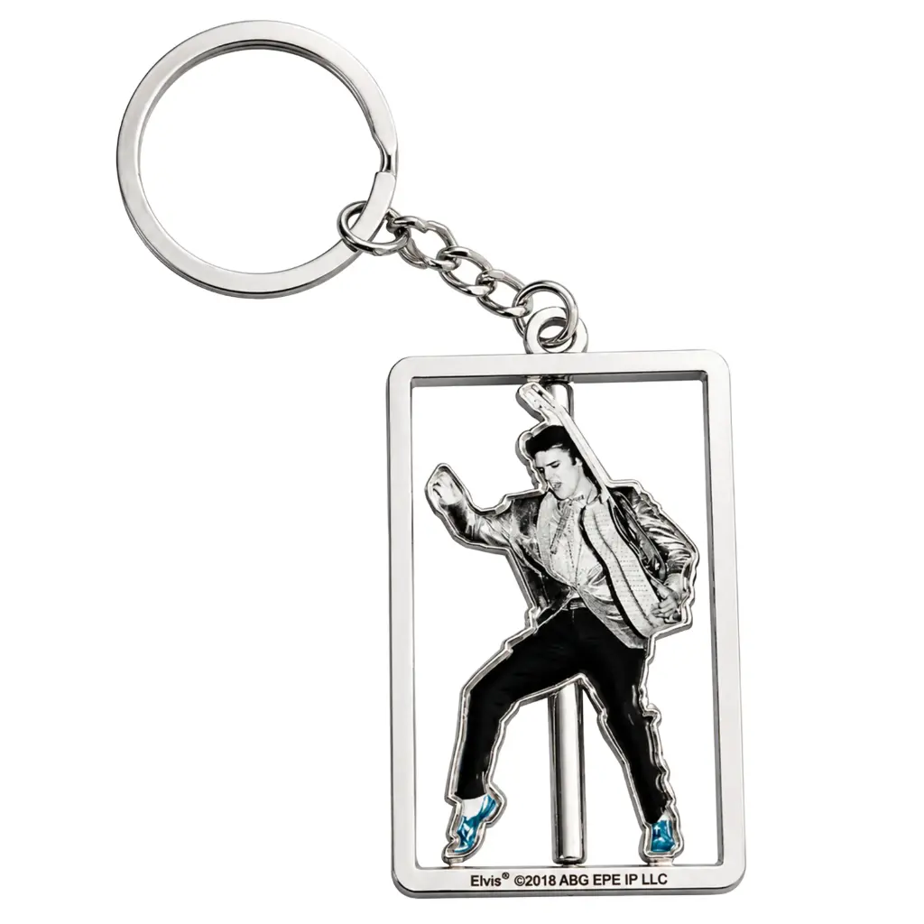 [E8825] Elvis Keychain - Spinner Blue Suede Shoes