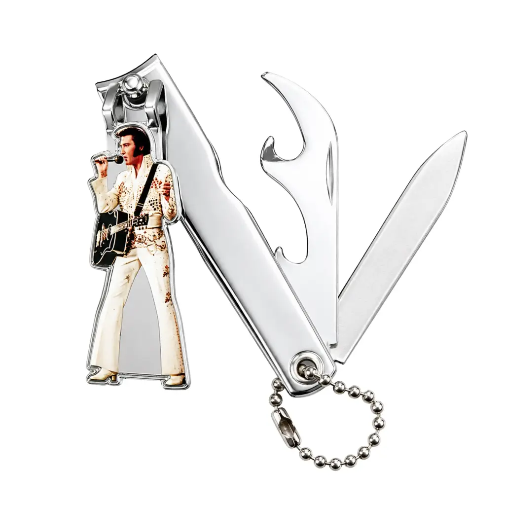 [E8866] Elvis Keychain & Nail Clippers - White Jumpsuit